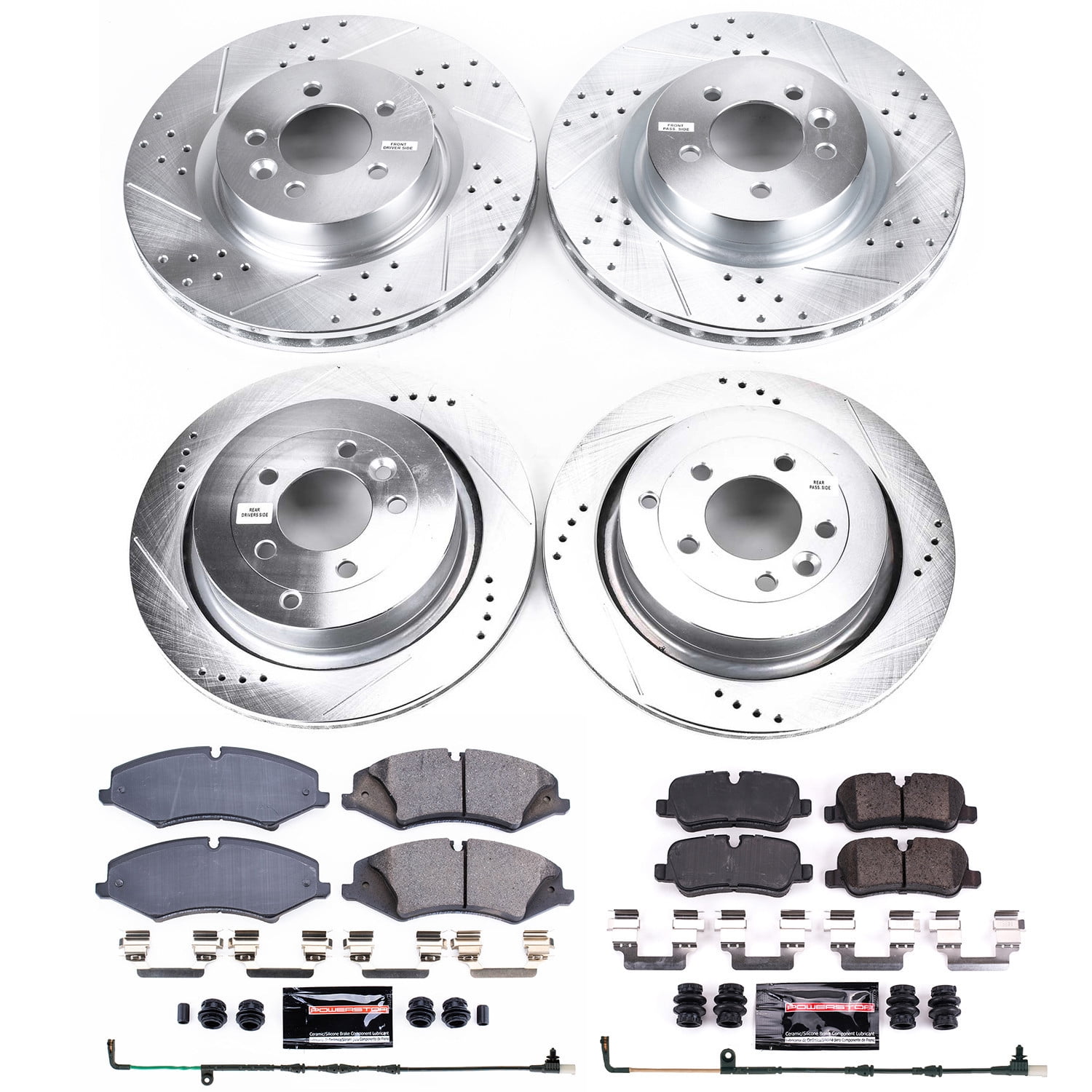 PowerStop Front and Rear Z23 Evolution Sport Carbon-Fiber Ceramic Brake Pad and Drilled & Slotted Rotor Kit Fits: LAND ROVER Select Models K6720