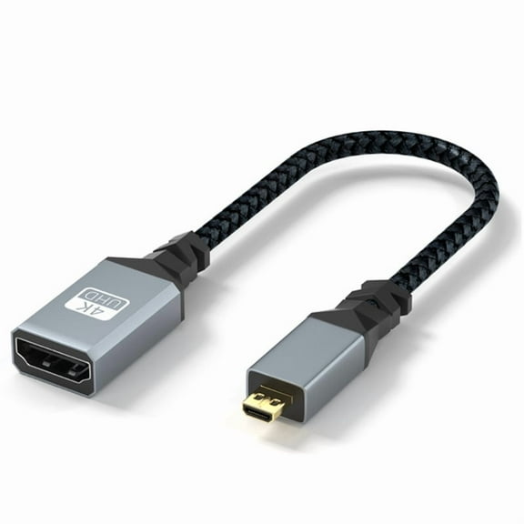 HDMI Female to Micro HDMI Male Cable 4K60Hz, 90Degree Elbow 3840x2160P Clear and Fast Speed for Projector, Monitor, TV