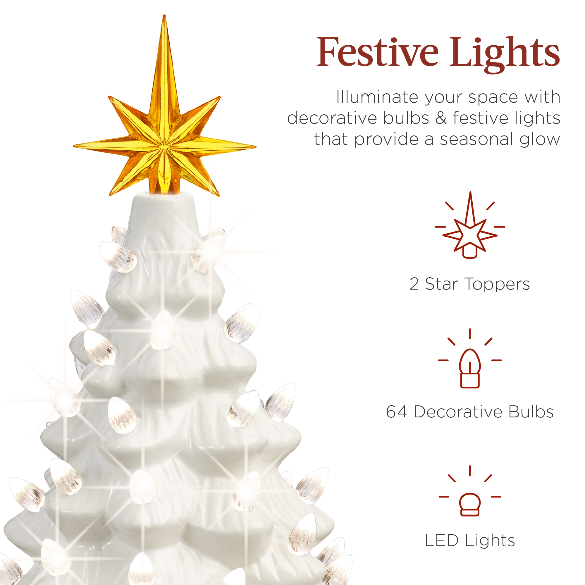 Best Choice Products 15-Inch Ceramic Pre-Lit Christmas Tree photo 3