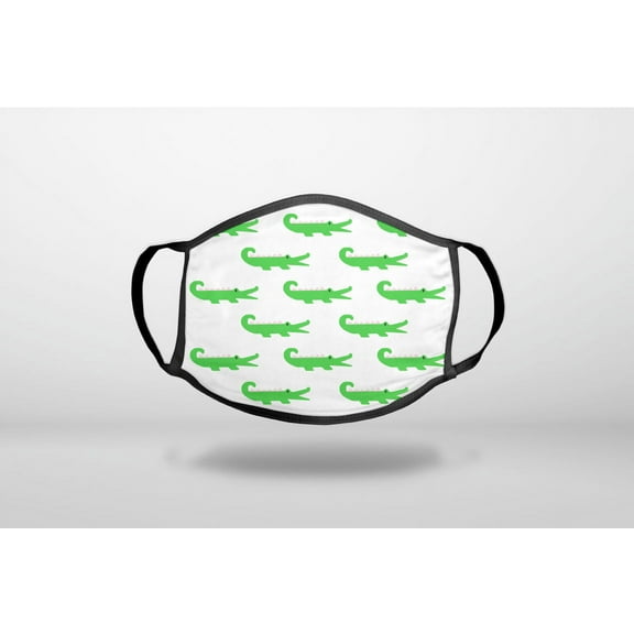 Green White Alligators - 3-Ply Reusable Soft Cloth Face Covering, Unisex, Cotton Inner Layer