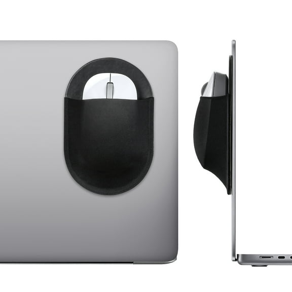 Universal Stick-On Mouse Pouch, Holder for Wireless Mouse, Sleeve for Laptop