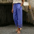 thumbnail image 3 of Flowy Pants for Women Casual High Waisted Wide Leg Loose Pant Plus Size Drawstring Split Hem Business Trousers with Pockets, 3 of 6