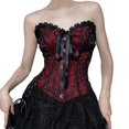 thumbnail image 4 of FASHOFT Women's Dark Gothic Halloween Tube Top Corset Lace Waist Cincher Slim Fit Tie Up Top Cosplay Outfit Party Stage Performance Dress Up Halloween L, 4 of 7
