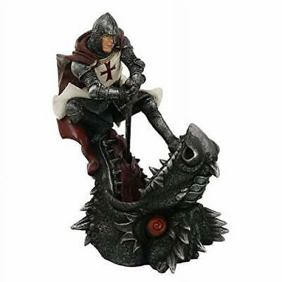 Ebros The Crusader Knight Slaying Dragon Head Collectible Figurine