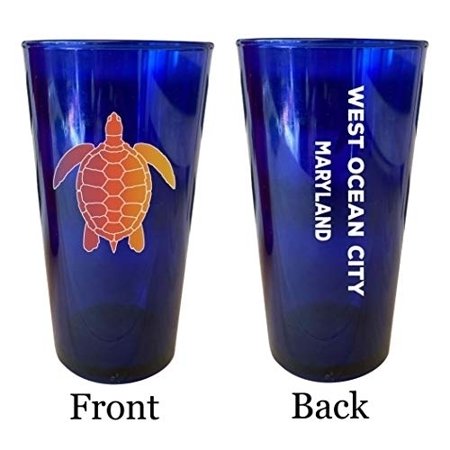 

West Ocean City Maryland Souvenir 16 oz Blue Plastic Pint Glass 4-Pack