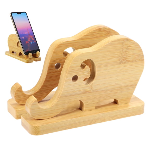Amosfun Khaki Elephant Phone Holder Stand - Ergonomic Adjustable Dock for Hands-Free Viewing at Home and Office