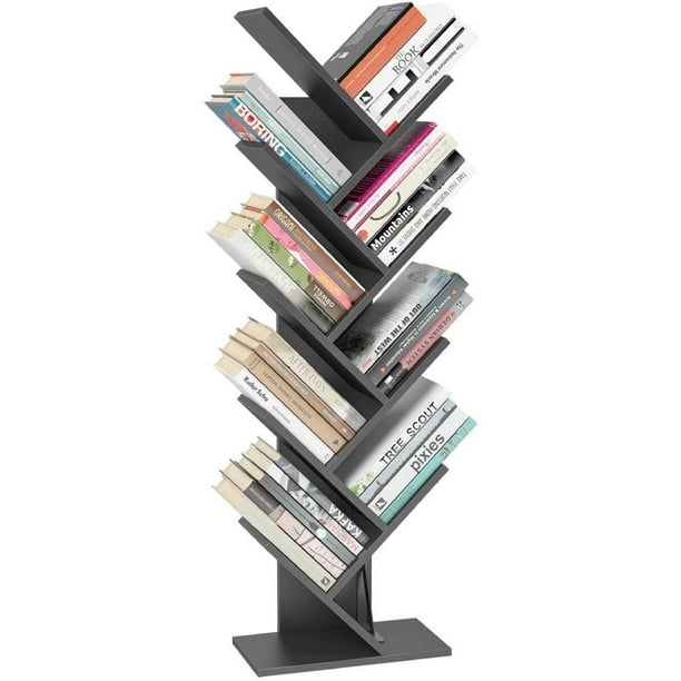Ktaxon 9 Shelf Tree Wooden Tree Bookcase Floor Standing,Black