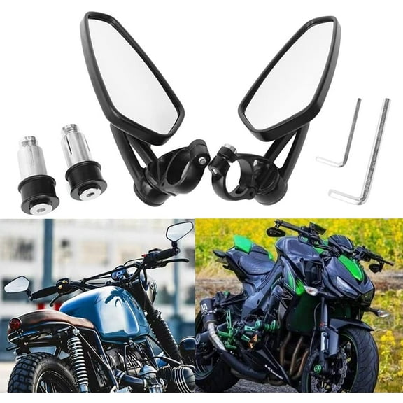 Universal 7/8" 22mm Handle Bar End Side Rearview Mirrors for Racing Sports Bike Scooter Honda Yamaha