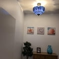 thumbnail image 3 of Tiffany Ceiling Lights Blue Stained Glass Baroque Style LED Bulbs Included for Bed Room Living Room Entryway16"W*16"D*16"H, 3 of 5