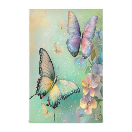 

Kitchen Towel 28x18 Inches x1，Plate Towel Decorative Towel Napkin Tea Towel Tea Towels For Kitchen Dish Cloths & Dish Towels Light Green Flower Butterfly