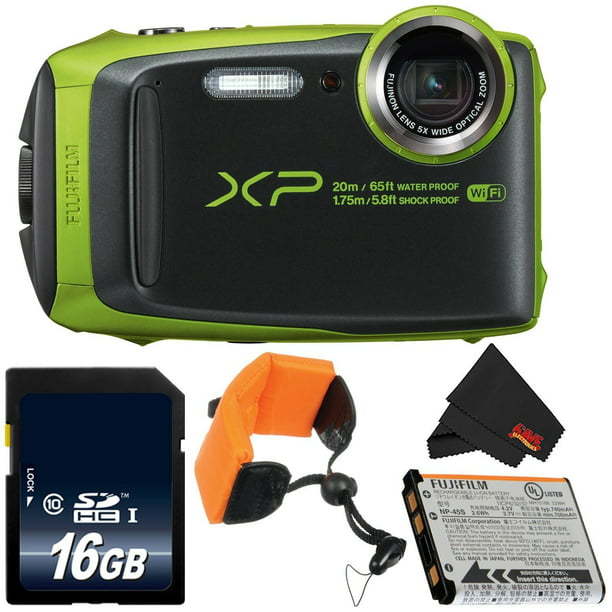 Fujifilm XP120 Digital Camera (Lime) 600019756 + 16GB SDHC Class 10 Memory Card + FUJI XP RUGGED FLOATING STRAP + MicroFiber Cloth Bundle - Walmart.com