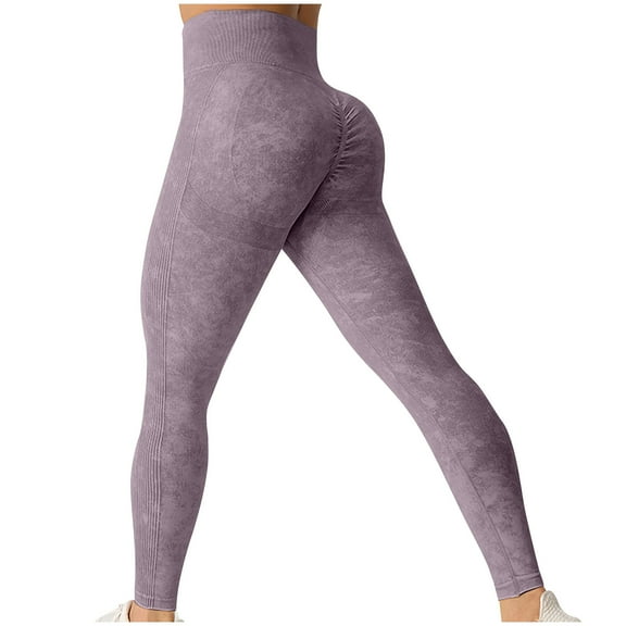 Kvture Scrunch Butt Lifting Leggings for Women Tummy Control High Waisted Athletic Yoga Pants Seamless Fitness Booty Tights Light Blue L