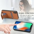 thumbnail image 4 of Magnetic Carbon Fiber Case for iPhone XS / iPhone X with Holder Kickstand, Fiber Texture Wallet Phone Case with Card Holder Durable Military Grade Protection Cover for iPhone XS / iPhone X, Brown, 4 of 10
