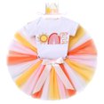 thumbnail image 4 of IBTOM CASTLE Baby Girls Boho Rainbow Sun 1st Birthday Outfit Romper Tutu Skirt Headband 3PCS Clothes Set for Cake Smash Photo Prop, 4 of 8