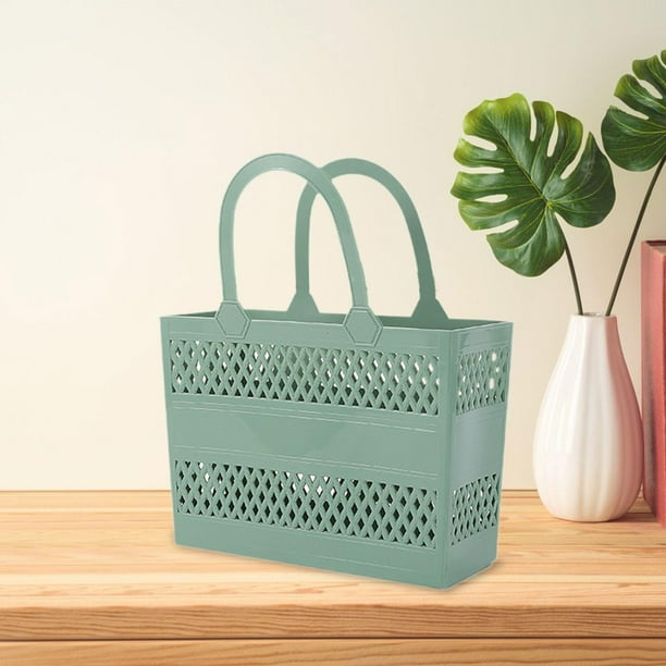 Cesta para ducha con asas, bolsa de aseo, cesta de baño, cesta de almacenamiento para el hogar, para campamento, playa, garaje, dormitorio Verde