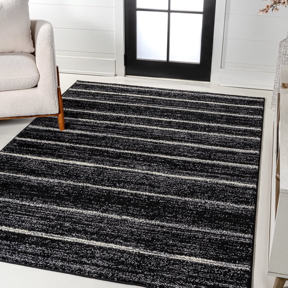 JONATHAN Y MOROCCAN HYPE 3 x 5 Area Rug, Williamsburg Minimalist Stripe - Black/Cream, MOH201F-3