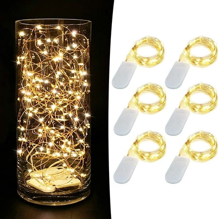 6 Pack Fariy Light Battery Operated, 7 Ft Fairy Lights with 120 LED, Mini Starry String Light for DIY, Waterproof Copper LED Light for Christmas Party, Wedding, Bedroom Decor, Jars, Party (Warm White)