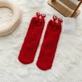 thumbnail image 2 of Fgnfyis Chaussettes d'Hiver pour Femmes Automne et Hiver Mi-Tube Chaussettes Épaisses Chaudes Bas Rouge, 2 of 3