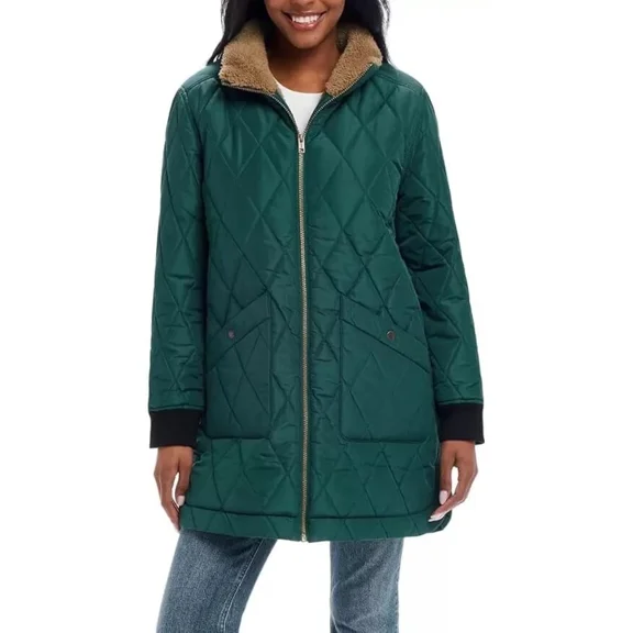 Weatherproof Women's Quilted Puffer Jacket, Green, Large