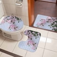 thumbnail image 5 of Pink Flower Bathroom Rugs Set Spring Beautiful Floral Leaf Plant White Wall Non Slip Absorbent Soft Bath Mats 3 Piece Set with Bathroom Rug, U-Shaped Floor Mat, Toilet Seat Cover Small Size, 5 of 9