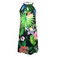 thumbnail image 4 of Women's Casual Summer Sleeveless Hollow Out Floral Printed Sundress Metal Halter Neck Boho Beach Party Mini Dress, 4 of 5