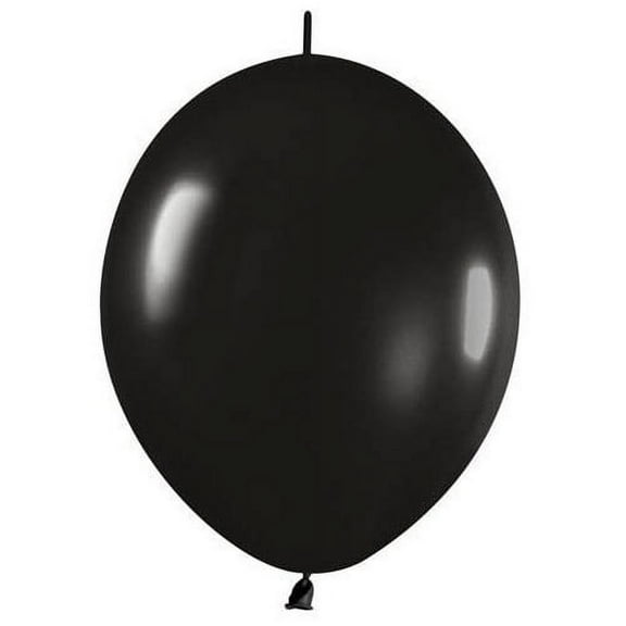 12 inch Sempertex Link-O-Loon - Deluxe Black Latex Balloons (50 Pack) - Party Supplies Decorations