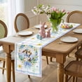 thumbnail image 4 of Watercolor Easter Table Runner 90 Inches Long for Kitchen Dining, Cute Rabbits Flower Wreath Eggs Bow Plaid Dresser Scarf Farmhouse, Dining Table Decorations for Wedding/Parties, 13 x 90 In, 4 of 8