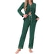 thumbnail image 1 of Conjunto de pijamas para mujer INSPIRE CHIC de manga larga, con botones, cuello de muesca, ropa de casa y pantalones con cordón y bolsillos M Verde Oscuro, 1 of 6