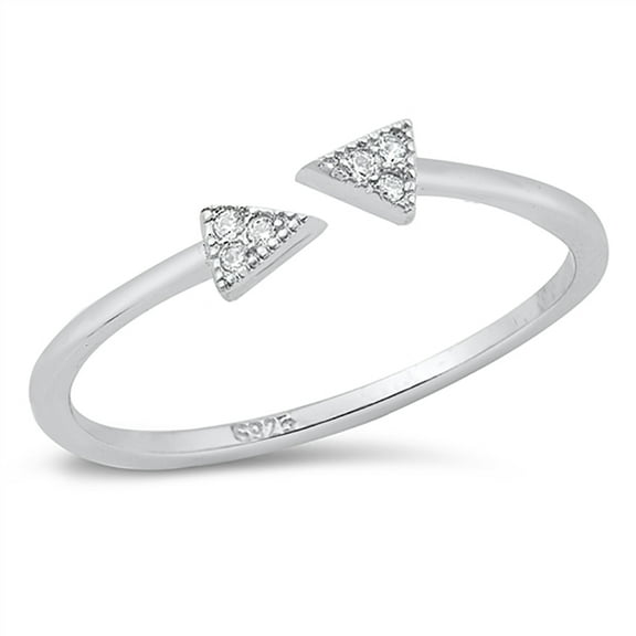 Clear Cubic Zirconia Double Sided Arrow Ring Sterling Silver Size 4