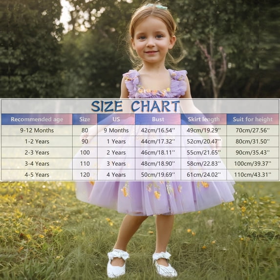 Virmaxy Girls Floral Sleeveless Smocked Tulle Dress with Butterfly Appliqués Princess Embroidery Party Dress for Daily and Birthday Wear,for 3-4 Years