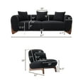 thumbnail image 4 of Morden Fort 2 Pieces Sherpa Fabric Boucle Armless Chair 3-Seater Sofa Set, Modern Minimalist Cloud Couch and Boucle Tilt Back Lounge Chair with Wood leg, Black, 4 of 5