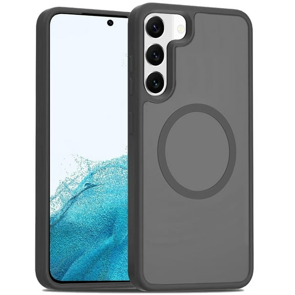 For Samsung Galaxy S23 Case, MagSafe Compatible Case Hybrid Soft TPU Bumper Hard Translucent Matte Back Slim Shockproof Phone Cover (Black)