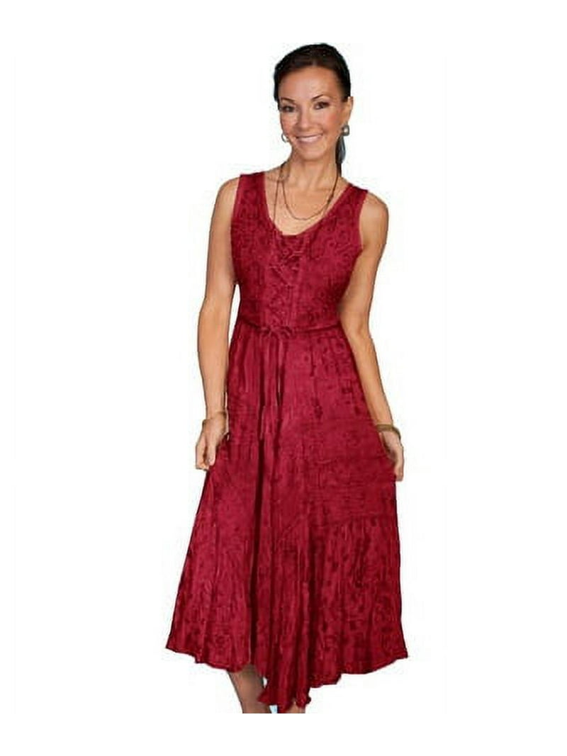 Scully Women's Lace-Up Jacquard Midi Dress Burgundy X-Small US - Walmart.com