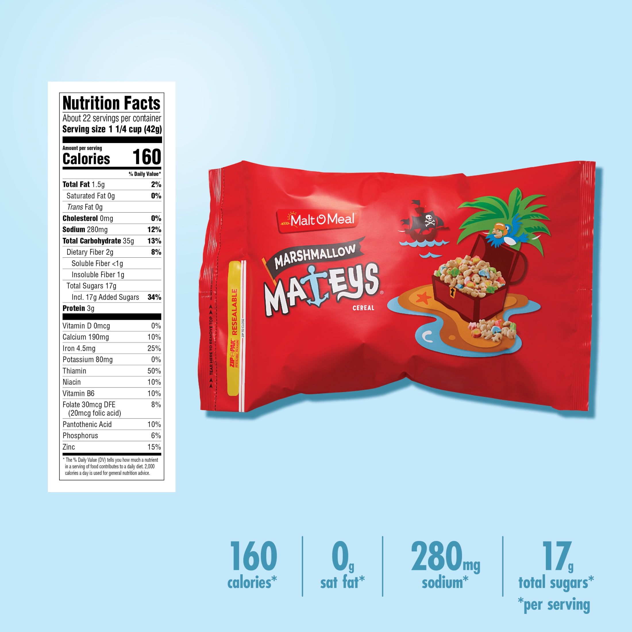 Malt-O-Meal Marshmallow Mateys Breakfast Cereal,Crunchy, 33 oz (Pack 6)