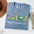 thumbnail image 3 of VibeNest Studio Unisex Happy to See Your Face Cute Teacher School Supplies Back to School Garment Dyed Graphic T-Shirt, 3 of 8