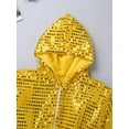 thumbnail image 5 of Yeahdor Kids Boys Jazz Hip Hop Dance Costume Outfit Sequins Hooded Jacket with Cargo Pants Latin Dancewear Yellow 11-12, 5 of 7
