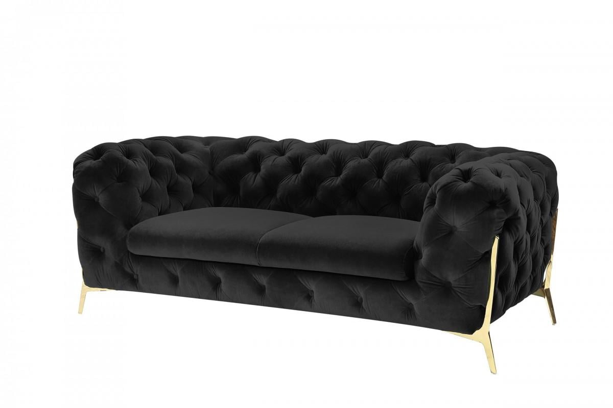 Deluxe Black Velvet Tufted Loveseat VIG Divani Casa Sheila Modern ...