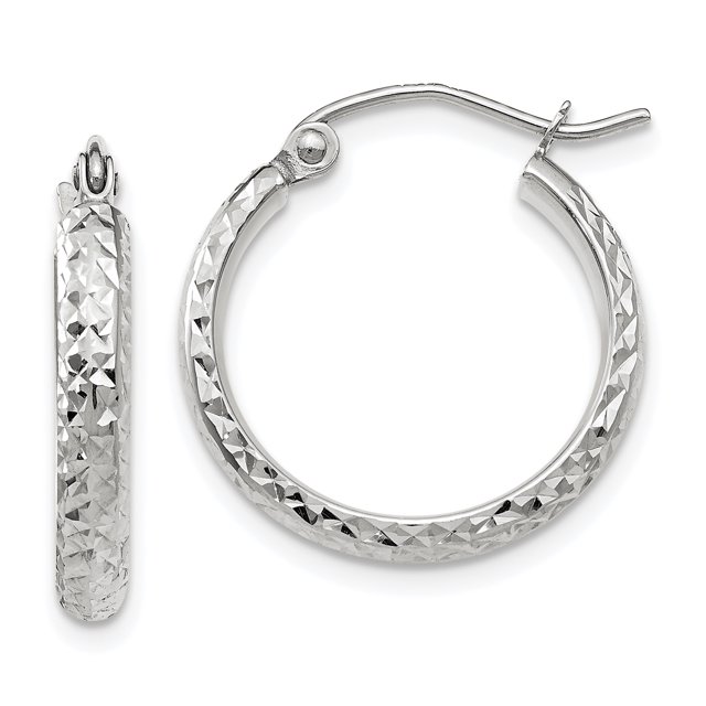 Boucles d'Oreilles Créoles Rondes en Or Blanc 14k 2,8 X 18 mm