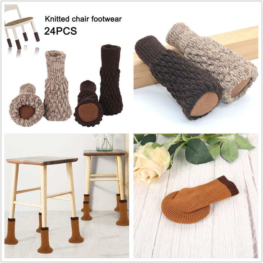 24Pcs Home Protect Floor Leg Sleeve Nonslip Table Chair Foot Cover Socks Booties 
