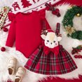 thumbnail image 4 of gcong Baby Girls Boys My 1st Christmas Outfits, Newborn Infant Xmas Santa Clothes Bodysuits Long Sleeve Striped Pants Sets Romper Outfit Red, 4 of 8