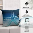 thumbnail image 5 of Blue and White Linen Pillow Covers 16x16 Set of 2 Coastal Beach Style Throw Pillow Covers Big Starfish Square Cushion Covers for Outdoor Living Room Home Decor, 5 of 6