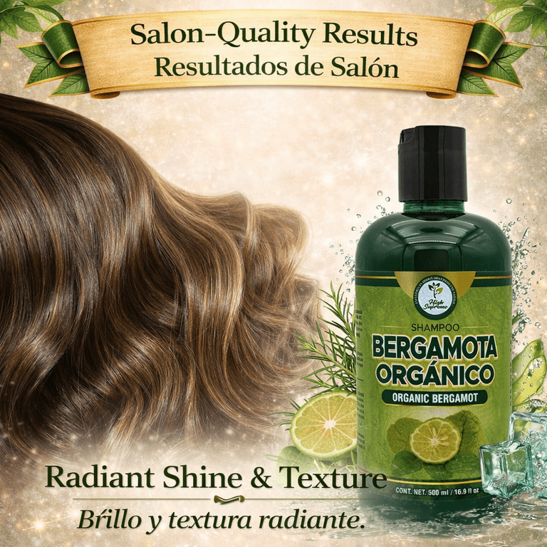 Shampoo organic bergamot (16.9 fl oz) with aloe vera & rosemary SHAMPOO  ORGANICO BERGAMOTA con Sabila & Romero Cont. net. 500 ml
