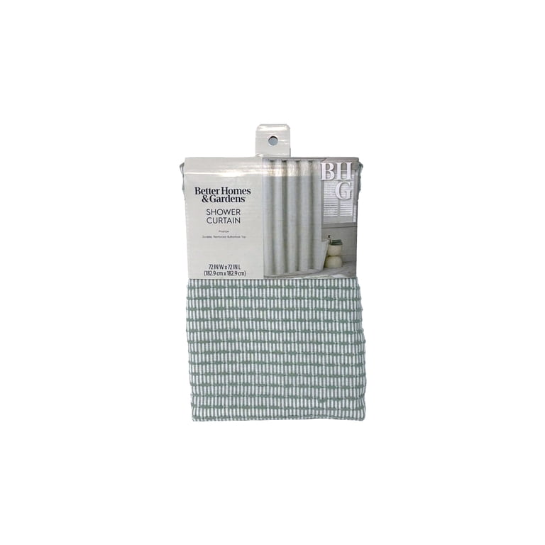 Fabric Shower Curtain with Green and White Pinstripe photo 6