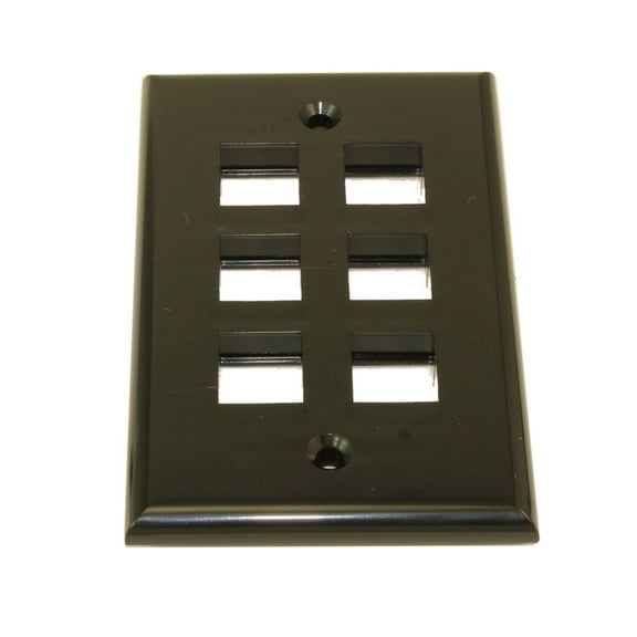 Wall plate: Keystone, 6 Hole - Black