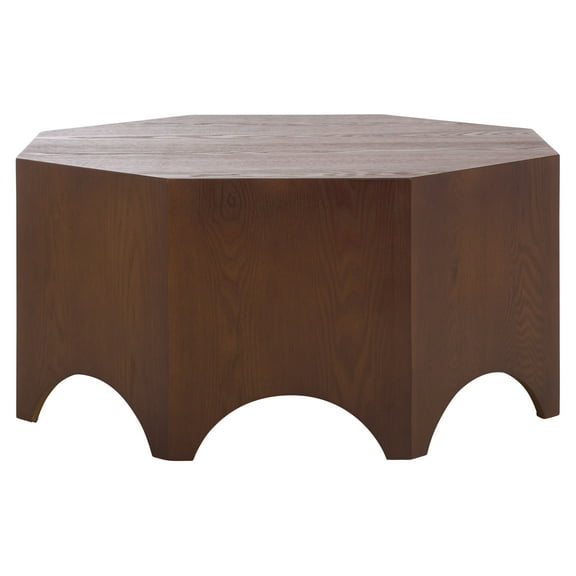 Safavieh Maraki Glam Octagon Ash Veneer Coffee Table, Walnut