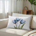 thumbnail image 3 of Blue Tulip Queen Size Pillow Cover, Pillowcase Protectors with Zipper, Breathable Decorative Throw Pillow Case Cover, Abstract Flower Country Farm Floral White Pillow Shams for Couch Sofa 20x30Inch, 3 of 8