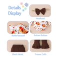 thumbnail image 5 of KIMI BEAR Newborn Baby Girl Thanksginving Day Outfit Set 6-12 Months Clothes Ruffle Long Sleeves Turkey Romper Top Flared Pants with Headband 3pcs Clothing Brown, 5 of 6