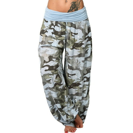 Drawstring Pant Wine - UKAP Womens Comfy Casual Pants Camouflage Print Harem Drawstring Palazzo Lounge Pants Wide Leg Loose Trousers