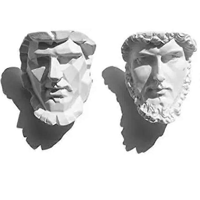 Alexander The Great Head Magnetic Fridge Magnet Sculpture in Resin, Plaster-Optic Set of 2 Magnets for Fridge, Whiteboard Decoration Modern Artistic D