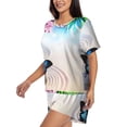 thumbnail image 2 of Lsque Butterfly In Blossoms Zen Women's Short-Sleeved Pajama Set - 2 Piece Soft and Lightweight Sleepwear Set-Medium, 2 of 9
